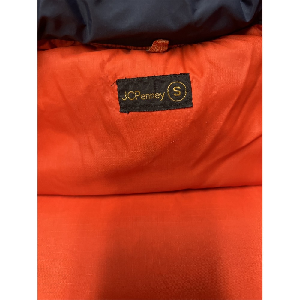 Vintage JC Penny Down Puffer Coat Snap Button Men's Size Small Navy Blue - Picture 16 of 16